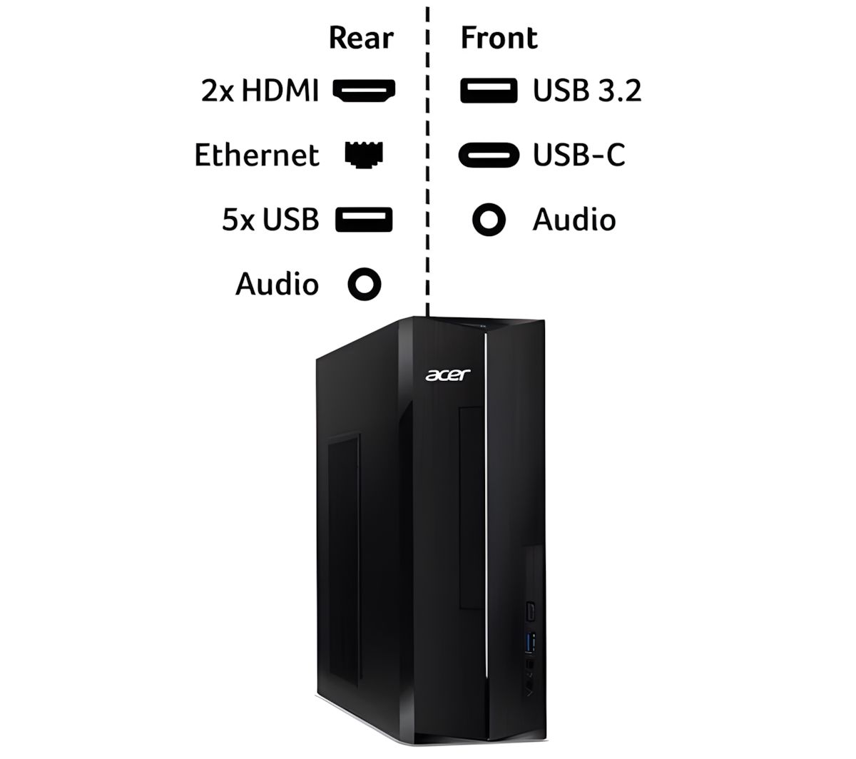 Acer Aspire XC-1780 SFF Desktop Intel Core i3 8GB RAM 512GB SSD Black