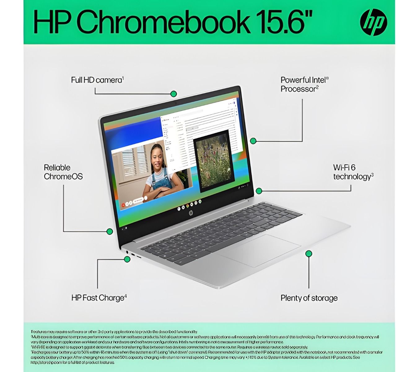 HP Chromebook 15a-nb0504sa 15.6" Laptop Intel N100 4GB RAM 128GB Storage ChromeOS