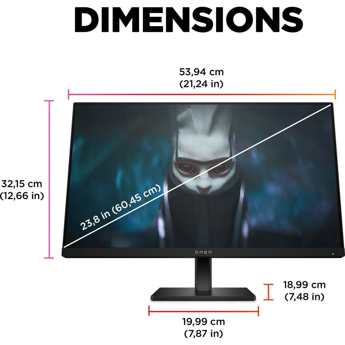 HP Omen 24 23.8" Full HD IPS Gaming Monitor 165Hz Refresh 1ms Response