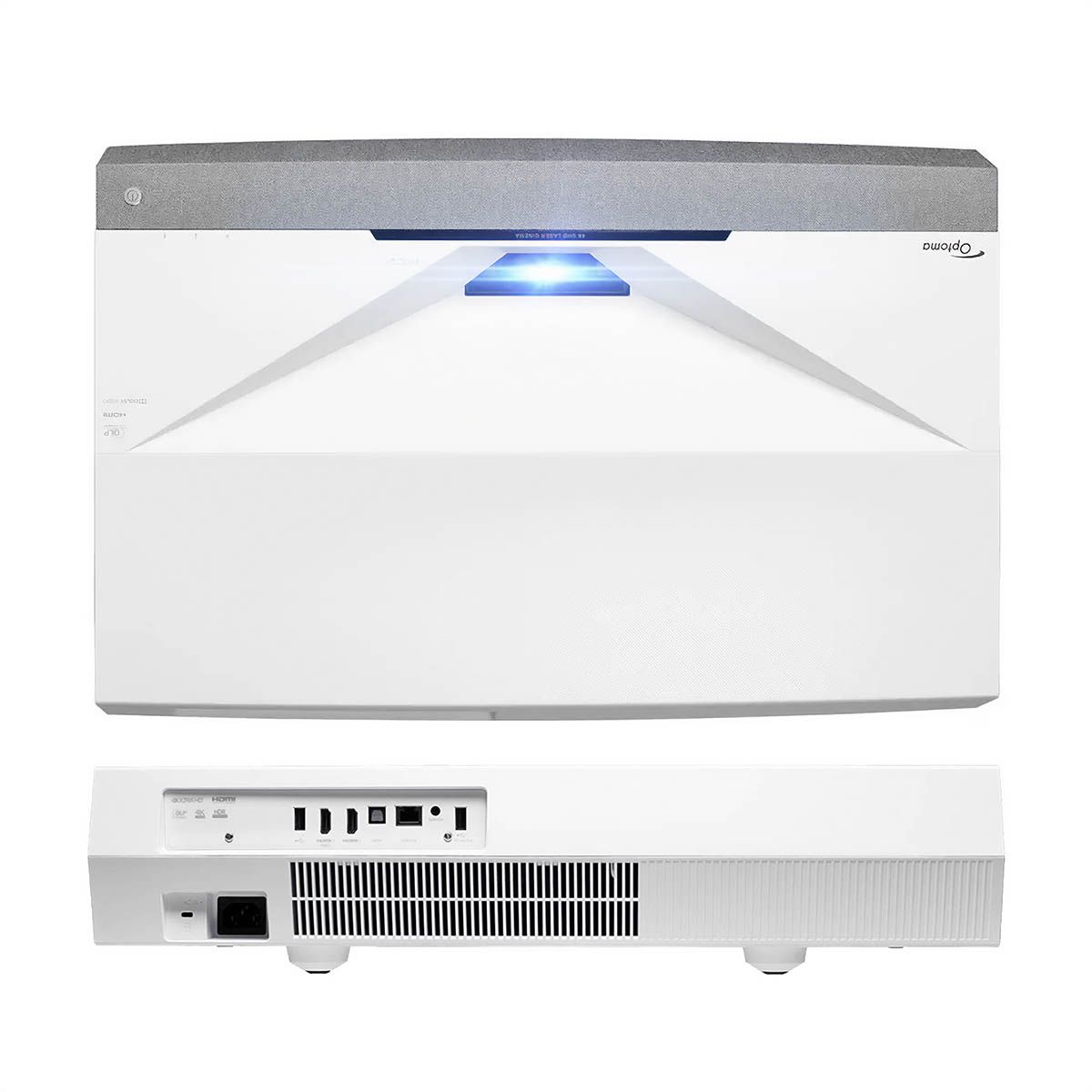 Optoma CinemaX P2 White Smart 4K UHD Laser Projector for Home Theater | 3000 Lumens Superior Image with Laser & 6-Segment Color Wheel | Ultra-Short Throw | Built-In Soundbar | Works w/ Alexa & Google