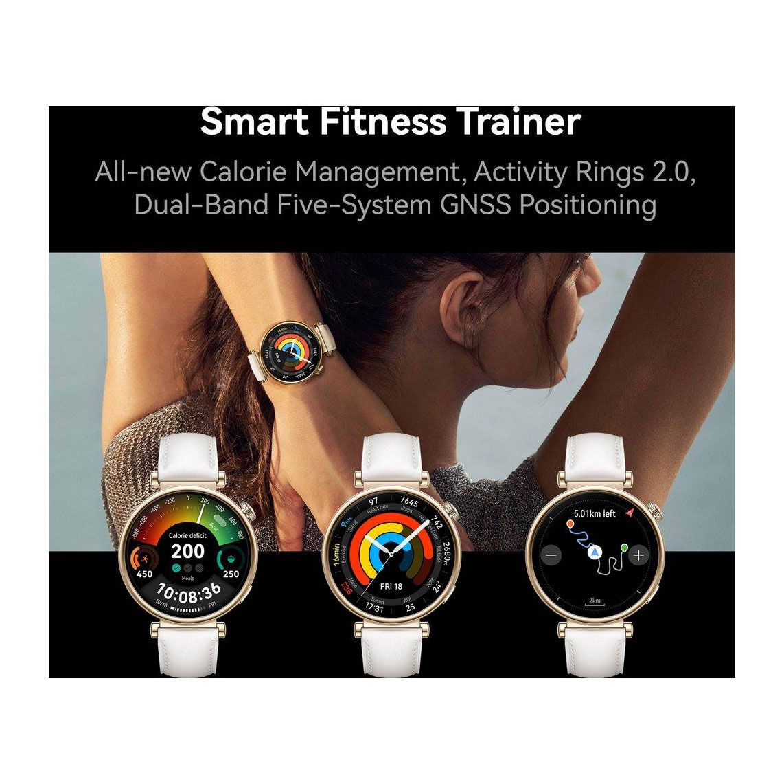 HUAWEI Watch GT 4 in White Smart Sports Waterproof Wi-Fi GPS AMOLED Gold