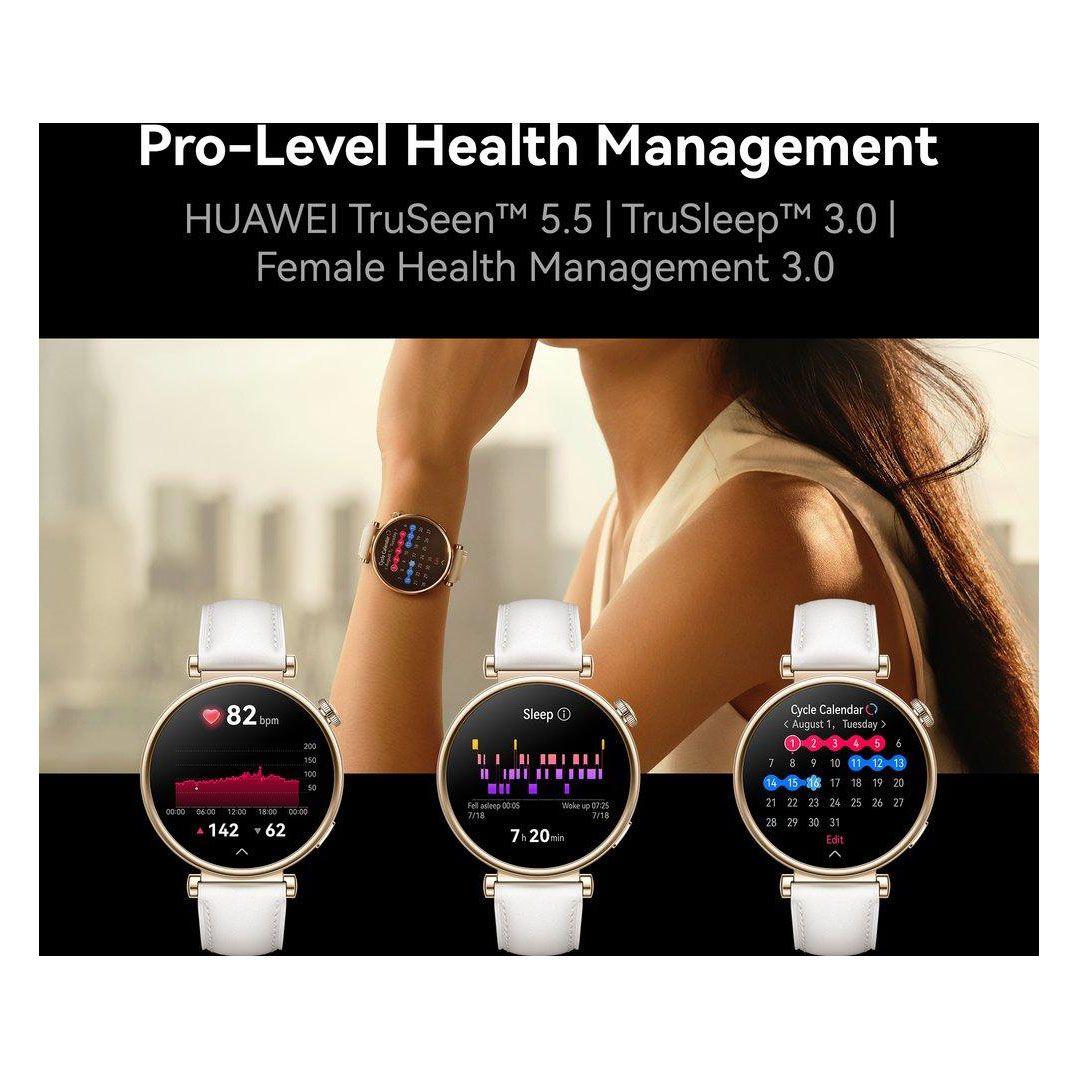 HUAWEI Watch GT 4 in White Smart Sports Waterproof Wi-Fi GPS AMOLED Gold