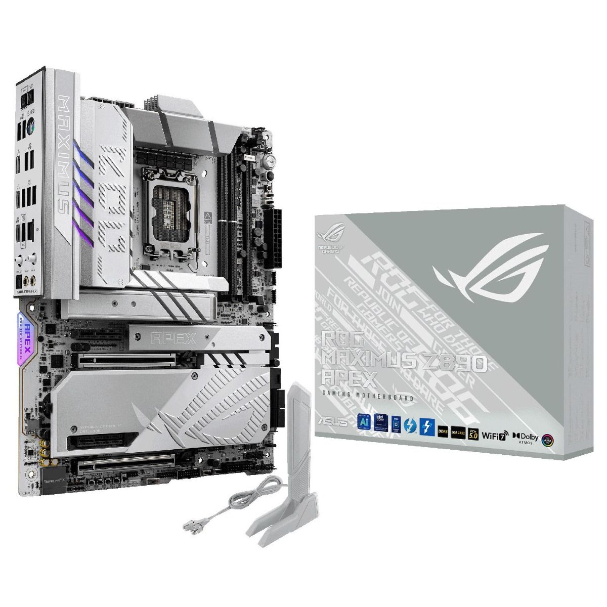 ASUS ROG Maximus Z890 APEX ATX Motherboard DDR5 PCIe 5.0 Wi-Fi 7 Silver/White