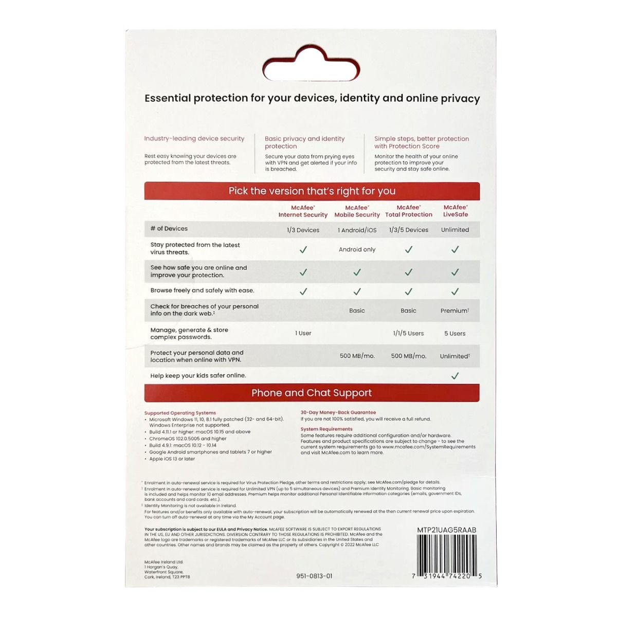 McAfee Total Protection - 1 Year Subscription 5 Devices | Anti-Virus & Online Safety