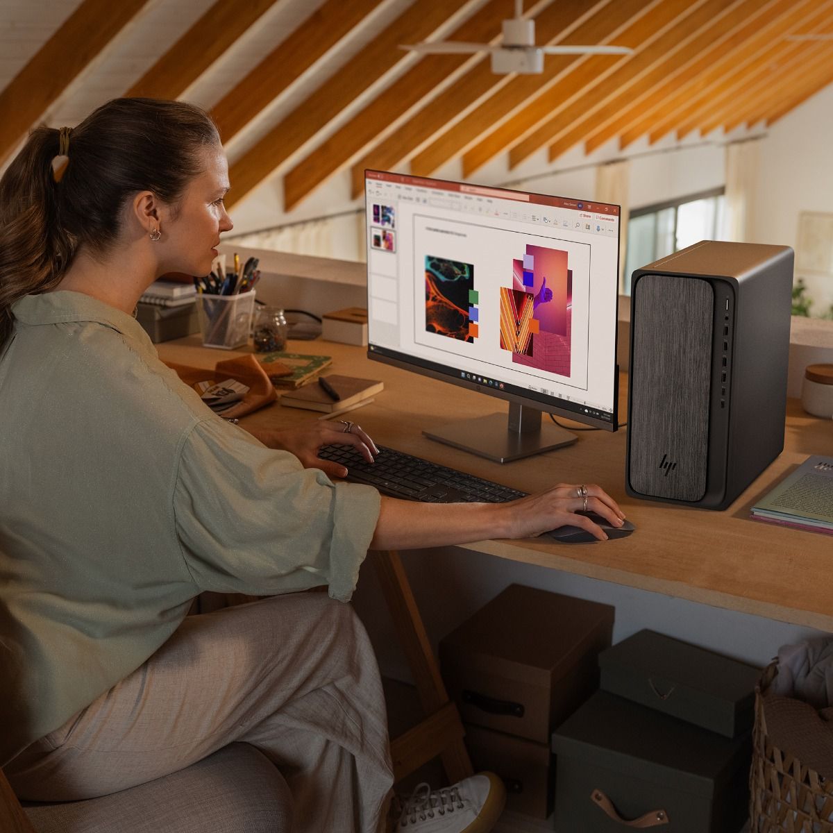 HP OmniDesk M02-0000na Tower Desktop PC AMD Ryzen 5 8500G 8GB 512GB Grey