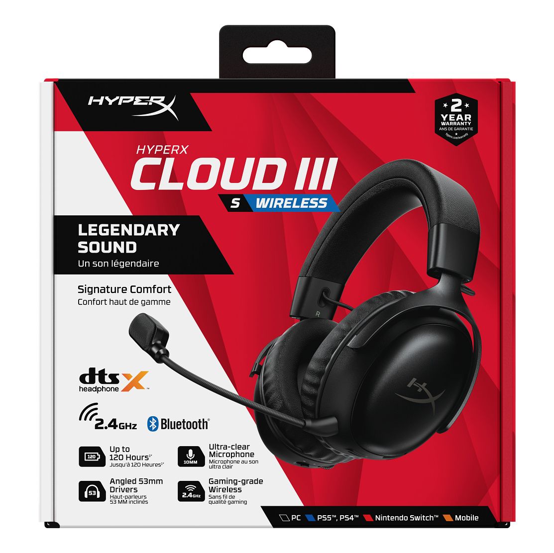 HyperX Cloud III S Wireless Gaming Headset 53mm Drivers with Mic Black