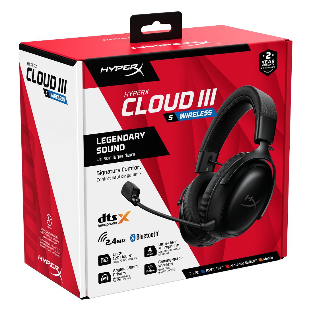 HyperX Cloud III S Wireless Gaming Headset 53mm Drivers with Mic Black
