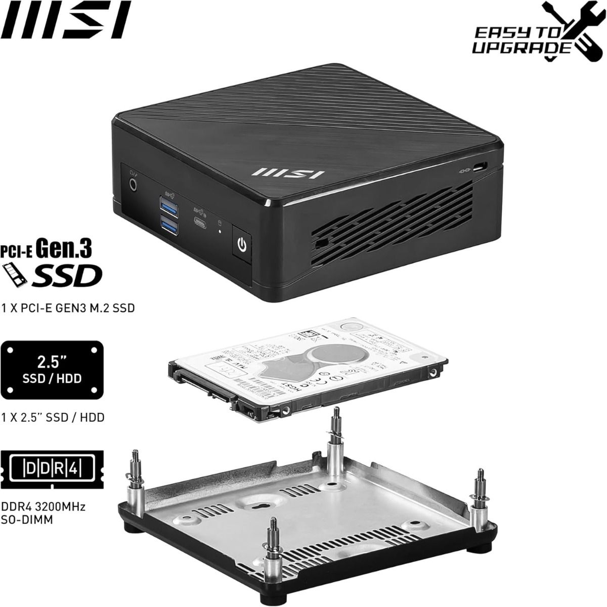 MSI Cubi N ADL Barebone Mini PC Intel N200 No RAM No SSD No OS