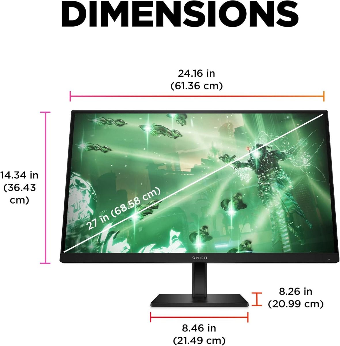 HP Omen 27q 27" Quad HD IPS Gaming Monitor 165Hz Refresh 1ms Response HDR 400