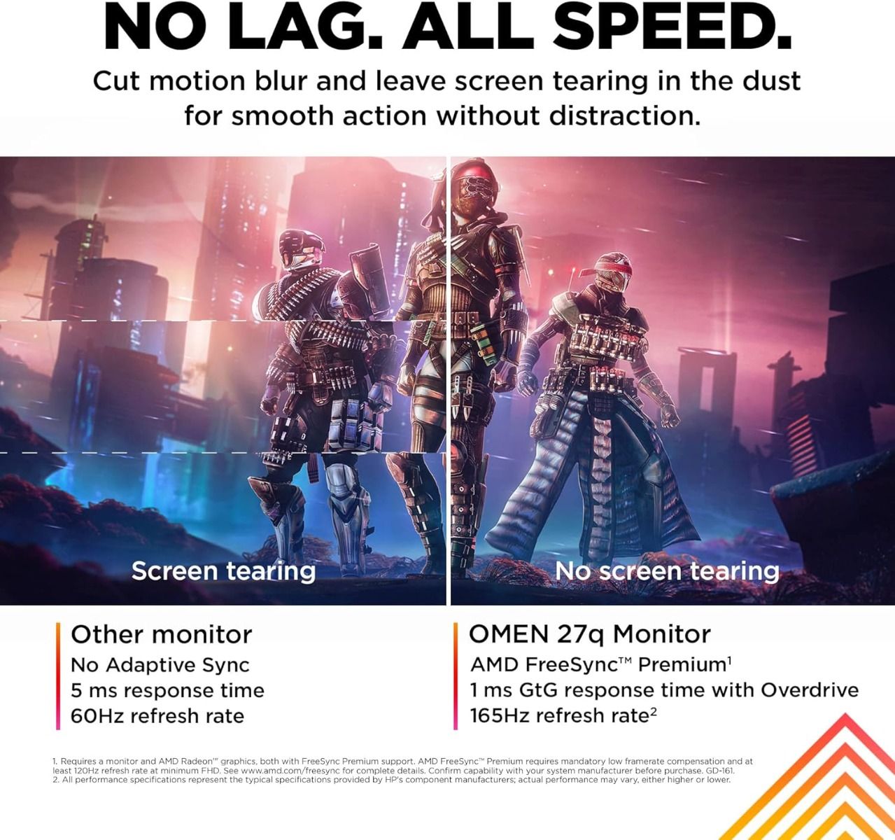 HP Omen 27q 27" Quad HD IPS Gaming Monitor 165Hz Refresh 1ms Response HDR 400