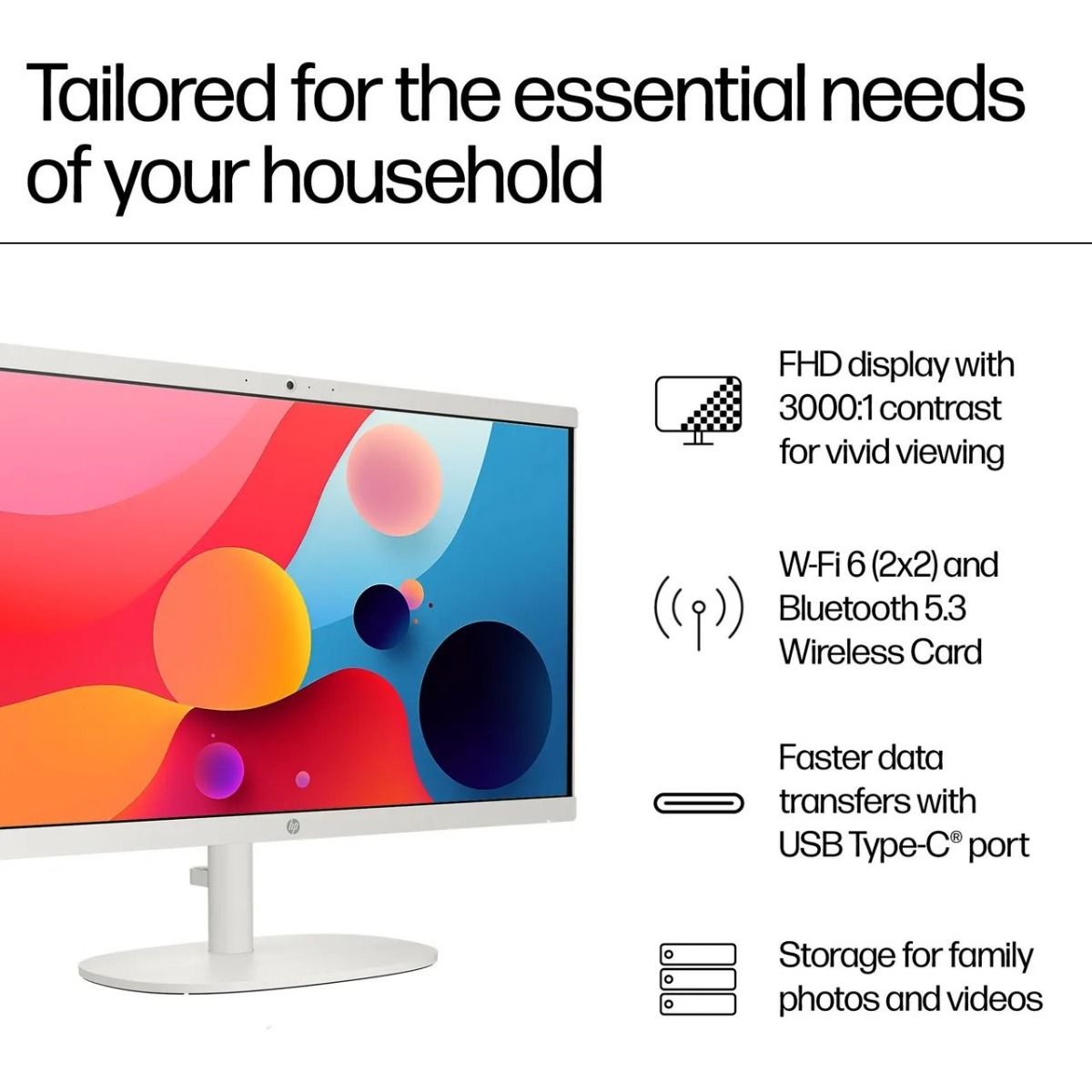 HP 22-dg0007na 21.45" All-In-One Desktop PC Intel N100 8GB RAM 128GB Storage