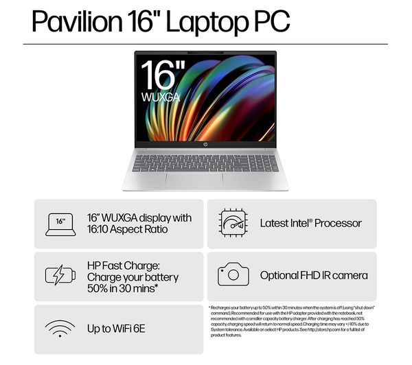 HP Pavilion 16-af0503sa 16" Laptop Intel Core Ultra 7 16GB RAM 1TB SSD Silver