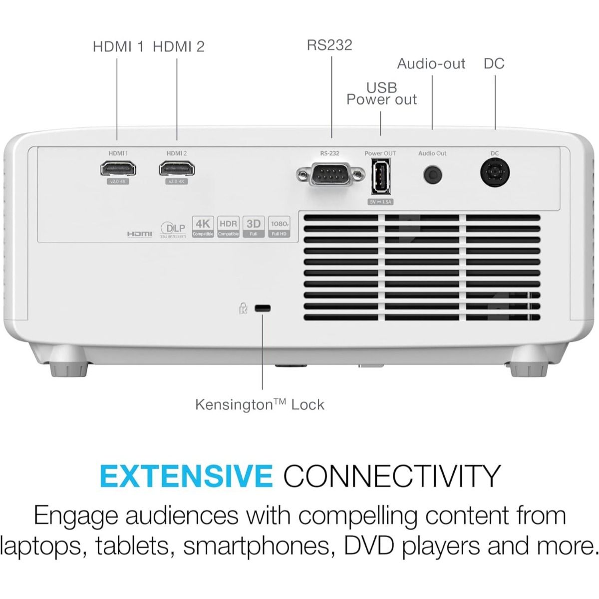 Optoma DLP Short throw Laser Projector 1080p Full HD HDMI 3D Compatibility White